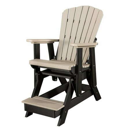 INVERNACULO Balcony Weatherwood Glider Chair with Black Base IN2752952